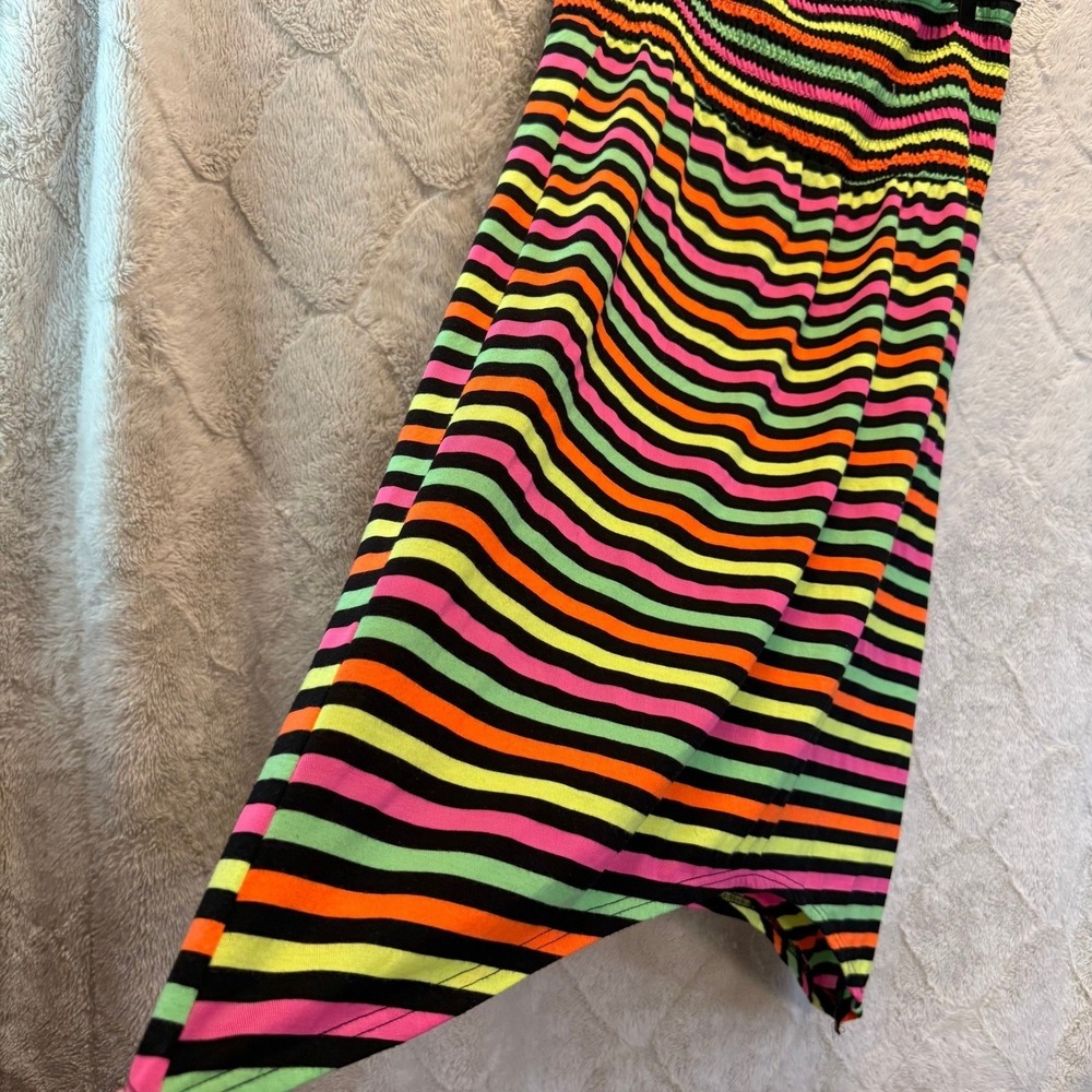 Joe Boxer Y2K Neon Rainbow Stripe Tube Dress XL Mall Goth Scenecore Emo 2000s